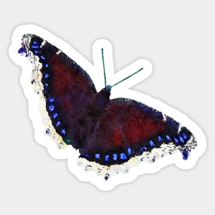 Mourning Cloak Butterfly Watercolor Style Sticker